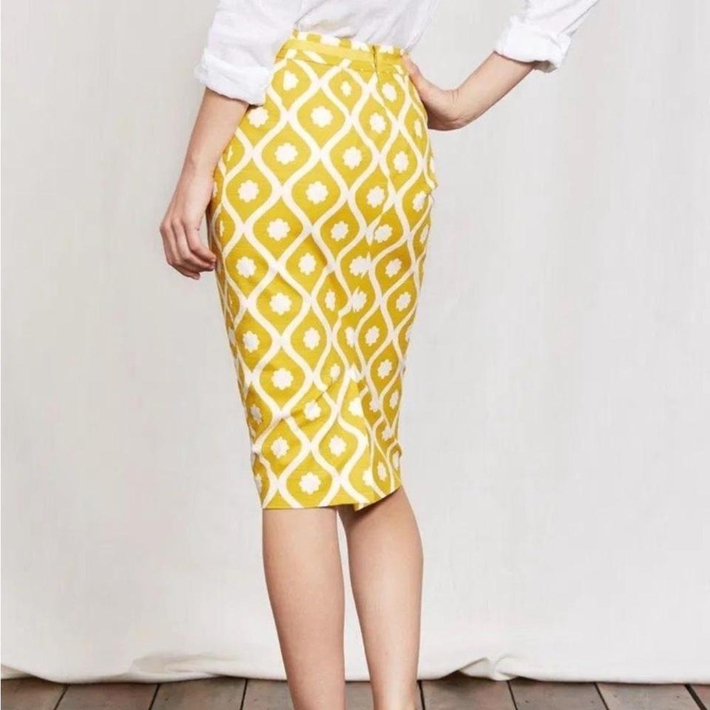 BODEN | Yellow Geometric Print Pencil Skirt - Picture 2 of 8
